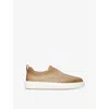 Santoni Nubuck Leather Clean Icon Sneakers In Beige