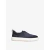 Santoni Mens Clean Icon Branded Suede Trainers Navy In Navy