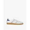 Santoni Dbs Leather And Suede Sneakers In White/navy