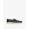Santoni Leather Detroit Loafers In Black