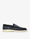 Santoni Mens  Detroit Contrast-sole Suede Loafers In Navy