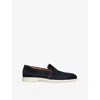 Santoni Mens Malibu Contrast-sole Suede Loafers Navy In Navy