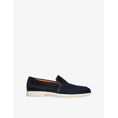 Santoni Mens Malibu Contrast-sole Suede Loafers Navy