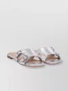 Santoni Metallic Buckle Flat Sole Open Toe Sandals