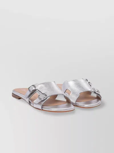 Santoni Metallic Buckle Flat Sole Open Toe Sandals