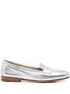 Santoni Metallic Loafers In Silver