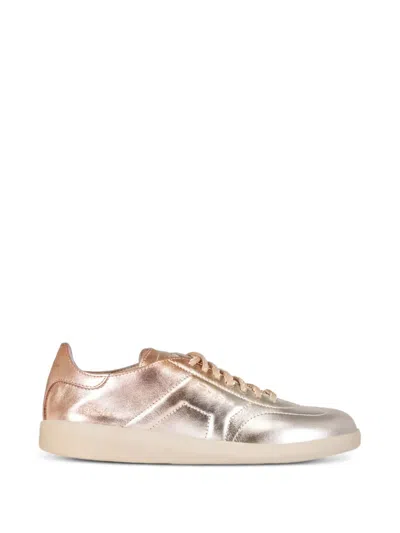 Santoni Metallic-effect Lace-up Sneakers In Pink