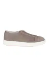 Santoni Microsuede Low-top Sneakers In Grey
