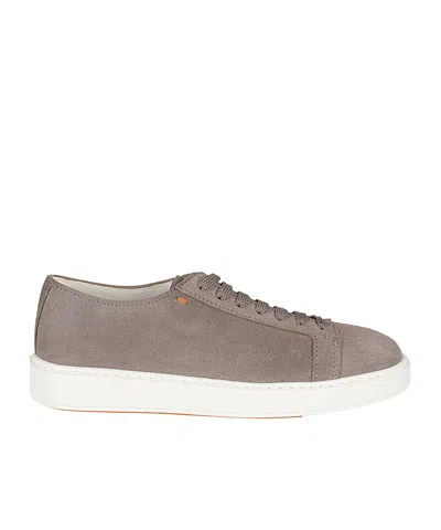 Santoni Microsuede Low-top Sneakers In Gray
