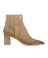 Santoni Mid-heel Suede Ankle Boots In Brown