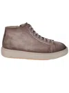 Santoni Mid-top Sneakers With Matte Finish In Neutral