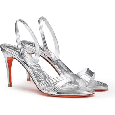 Santoni Mid-heel Sandal In Silver