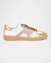 Santoni Mixed Leather Low-top Sneakers In Gold