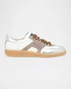 Santoni Leather And Suede Dbs Oly Sneaker In Grey