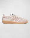 Santoni Mixed Leather Low-top Sneakers In Beige