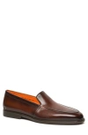 Santoni Moc Toe Loafer In Brown