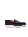 Santoni Suede Moccasin Loafers Round Toe In Gold