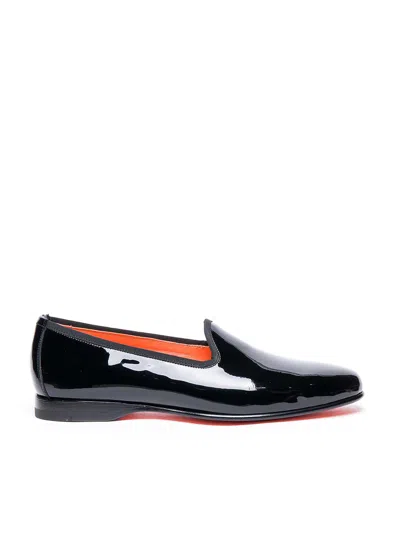 Santoni Andrea Black Patent Leather Loafers