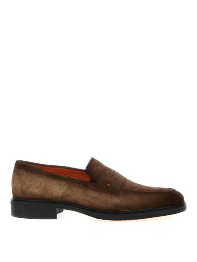 Santoni Suede Loafers In Multi