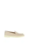 Santoni Slip-on Shoes With Round Toe And Rubber Sole In Beige