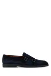 Santoni Midnight Blue Suede Pura Loafers In Blue