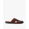 Santoni Mens Dark Brown Monk Double-buckle Leather Mules In Dark Brown