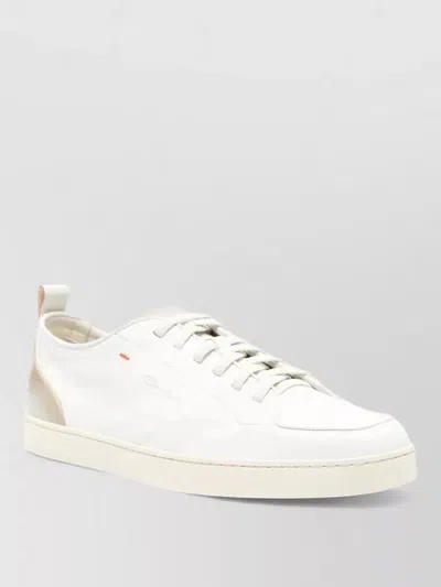 Santoni Montecarlo Sneakers Round Toe Flat Sole In White