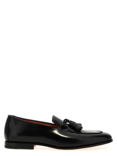 Santoni Nappa Leather Moccasins In Black