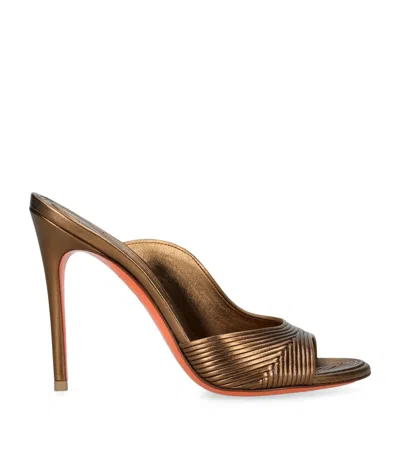 Santoni Nappa Leather Serpentine Mules 105 In Gold
