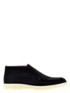 Santoni Midnight Blue Suede Digits Ankle Boots In Black