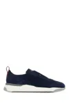 Santoni Suede Sneakers Contrast Sole In Blue