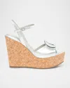Santoni Nizza Metallic Buckle Wedge Platforms