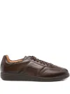 Santoni Oly Leather Lace-up Sneakers In Brown