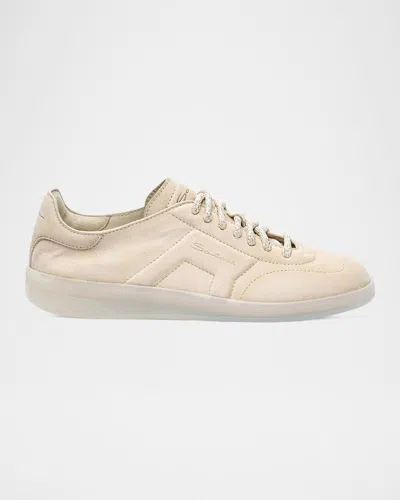 Santoni Oly Suede Low-top Sneakers In Neutral
