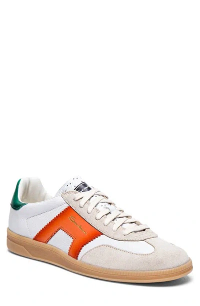 Santoni Olympic Low Top Sneaker In White Orange Green