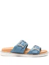 Santoni Open-design Blue Sandals With Stylish Buckles In Blue