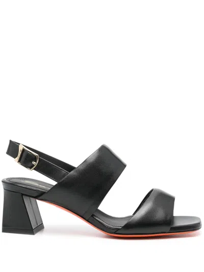 Santoni Open-toe Black Pumps In Gray