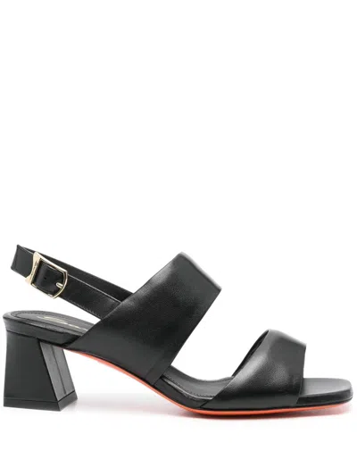 Santoni Open-toe Black Pumps In Gray