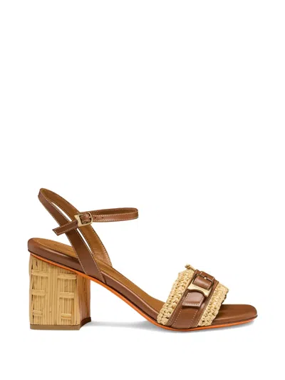 Santoni Open-toe Buckled Sandals In Brown