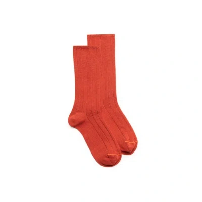 Santoni Orange Filo Di Scozia Mercerised Cotton Crew Socks Aurora Orange
