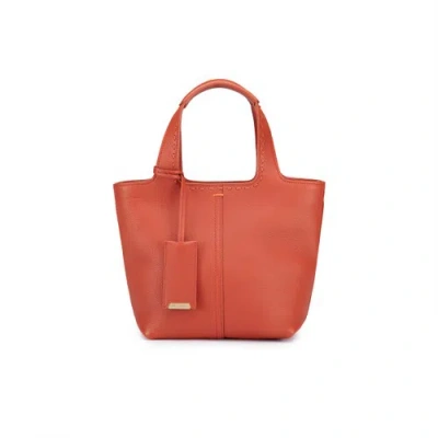 Santoni Orange Tumbled Leather Handbag Aurora Orange