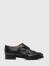 Santoni "delia" Oxford White Side Buckle In Black