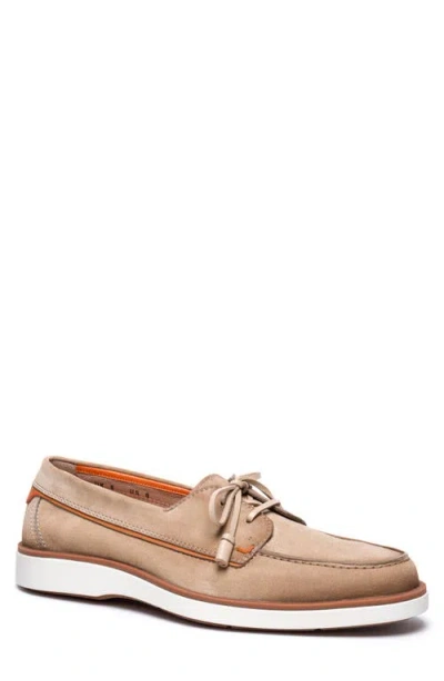 Santoni Lace-up Suede Boat Shoes In Brown