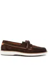 Santoni Detroit Suede Loafer Contrast Sole In Brown
