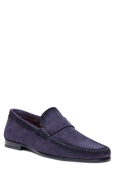 Santoni Paine Suede Loafer In Blue