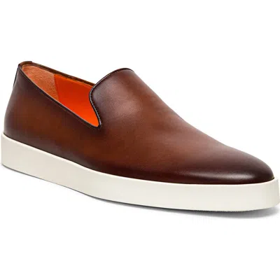 Santoni Pancia Slip-on Sneaker In Brown