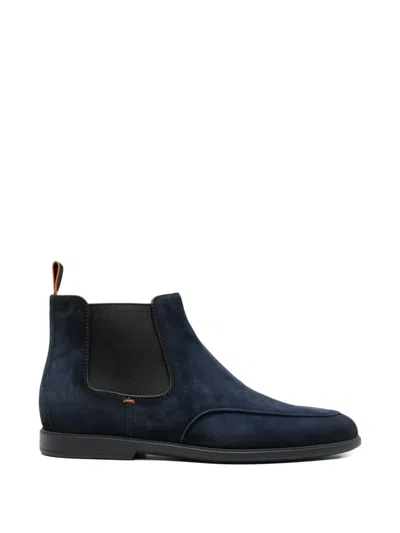 Santoni Panelled Boots In Blue