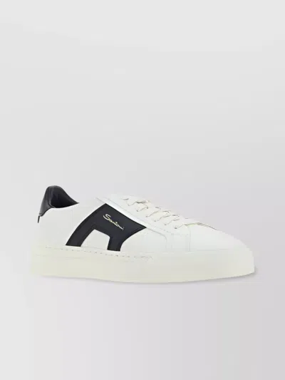 Santoni Double Buckle Inspired Sneaker In White