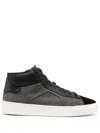 Santoni Panelled High-top Sneakers In Grey
