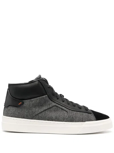 Santoni Panelled High-top Sneakers In Grey